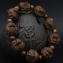 Leather black sandalwood carving brave agarwood Eighteen Arhat hand string mahogany beads men and women bracelet 108 Wen play