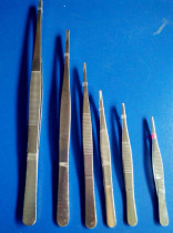 Medical tweezers carbon steel round tip clip punch safety clip 12 5-30CM non-slip tooth
