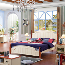 Custom American country Korean pastoral Mediterranean solid wood furniture full solid wood drawer high box double bed