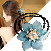 Colorful plaid (jewelry)Fabric hair clip snow yarn hair ring hair card Korean bow hair jewelry jewelry F0355