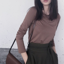 Dorothy -- hit bottom shirt 2021 new female pure color elastic display slim 100 lap long sleeves lined with head t-shirt