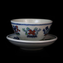 Taiwan Li Cunren Cunren Tang antique hand-painted bucket color eight treasures Teacup set with cup holder Painted cup handmade