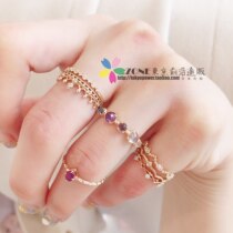 Japan Direct Mail Agete Rose Cut Luxury Jewel Purple Crystal Sea Blue Pappa Stone 10K Gold Ring
