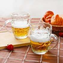 Beer mug 500ml home 4 sets creative beer cup glass water cup thick large capacity pineapple Cup KTV