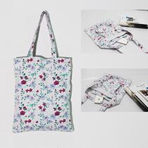  BaoMan E fashion printed canvas bag environmental protection shopping bag shoulder portable retro womens bag small floral Korean tide style