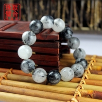 Large clearance natural black crystal crystal men and women style single circle black bracelet round beads DIY handmade jewelry
