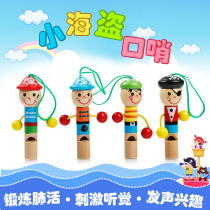Creative gift Hanging Key Buttons Wooden Pirate Dolls Small Mouth Whistle Children with Musical Instruments Toys