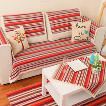 Pastoral American country sofa cushion old coarse cloth sofa towel cotton linen fabric sofa cushion custom-made four seasons non-slip