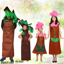 Paternity-child walking show environmental protection show show outdress children adult tree clothes flowers hand-made creative clothes