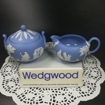 UK Wedgwood Wechwood Beyjade blue embossed Greek mythical milk cylinder with sugar bowl reservee