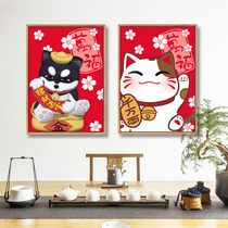 2017 New 5d Diamond painting Gong Xifa Cai cartoon lucky cat living room point diamond cross stitch dog small diamond embroidery