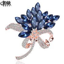 Ruyi crystal brooch High-grade womens corsage pin Clothes accessories Fashion coat suit jacket mens buckle pin