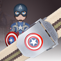 Super mighty Captain America round shield Alloy buckle Canvas belt Sports outdoor belt thickened extended cloth belt