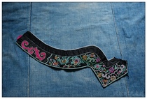 Precipitation time Dong people flat embroidery placket placket handmade old embroidery silk thread 34 * 5cm 1-24