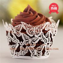 Pearl paper art cupcakes around the edge creative wedding hollow butterfly dessert table decorative paper 50 pieces
