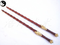 New beech double mace pear wood bamboo joint double whip Hard whip Solid faucet whip Performance whip Fitness eighteen-like weapons