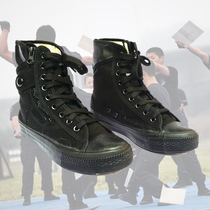 Military fans black security training boots Tactical boots High-top canvas boots Lace-up mens training shoes spring and autumn and summer