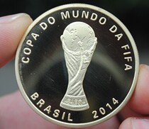 Medallion gold medal Brazil 2014 Football Cup football match Coin diameter about 40mm collection