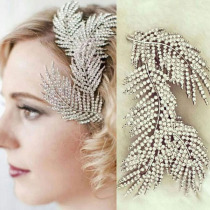 European and American Chaurette Baroque Card Issuer Leaf Feather Hair Clip Feather Haircut Bridal Banter Hair Stirrup Accessories