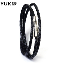 YUKI cowhide rope rope bracelet woven leather multi-layer hand men and girls Korean titanium steel tide man bracelet jewelry