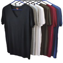 Modal Mens Traceless Short Sleeve Vest Leisure Sports Half Sleeve T-Shirt Plus Size V-Neck base shirt Tide