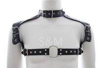 sm leather taste inside clothes men sexy seduction chest belt male main collar nightclub binding clothes jk Europe and America