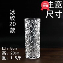 Flower Ware ornaments large transparent crystal glass vase hydroponic rich bamboo Lily dried flower living room flower arrangement straight tube