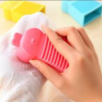 Silicone laundry brush does not hurt clothes cute rabbit mini hand grip washboard underwear cleaning brush
