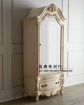 European style solid wood carved wardrobe American French country storage cabinet princess style carved single door wardrobe