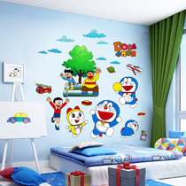 Robot cat cartoon wall stickers Bedroom warm bedside wall painting stickers Childrens room wall stickers decorative self-adhesive wallpaper