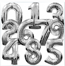 32 inch digital silver aluminum foil party festival digital decorative aluminum foil balloon Large digital balloon