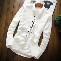 Autumn plus velvet shirt men long sleeve Korean thin white shirt trend handsome young students thick clothes