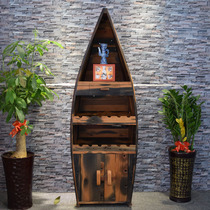 Old ship wood wine cabinet special solid wood red wine cabinet original eco-boat wood cabinet individuality boat wood small wine cabinet old ship wood furniture