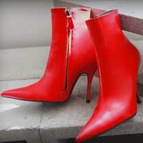 HChen Korea handmade custom ultra sexy fine high heel tip and ankle ankle bullskin short boots
