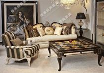 Eurostyle Solid Wood Sofa Luxurious New Vintage Silver Leaf Furniture New Vintage Living-room Sofa-Like Room Furniture