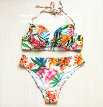 vintage full of flowers ~ European single drop cup steel support wide collar BIKINI BIKINI BIKINI