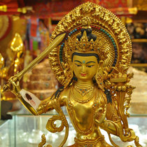 Nepal handmade buddha statue Gilt copper Manjushri Bodhisattva Buddha Statue Gilt copper Manjushri Bodhisattva