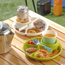 Japan imported picnic plate Plastic grid plate Creative fast food plate Meal plate Childrens partition tableware Fruit plate