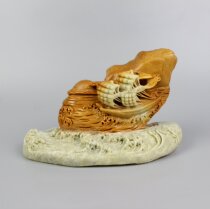  The ship is smooth sailing Jinyu frozen natural Qingtian stone carving ornaments Shoushan Mountain Jinchanghua profit avoid disaster sea fish