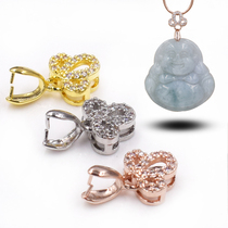 925 half silver melon seed buckle jade pendant buckle diy Jade Buckle Head beeswax button silver buckle necklace drop buckle accessories