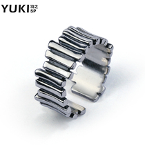 YUKI personality hipster men 925 silver jewelry boys and girls temperament silver ring ring ring Chuan shaped little finger ring ring