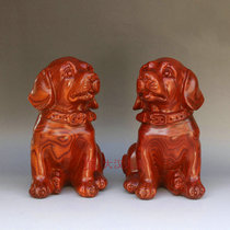 Poodle pug solid wood dog red sandalwood carving dog zodiac mahogany solid wood carving crafts ornaments