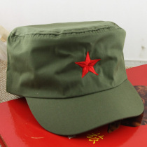 Military green five-pointed star hat liberation hat men and women Flat Top Hat military camouflage cap cap casual film and television props