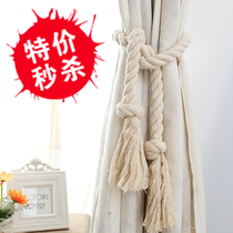 High-grade handmade American country cotton rope curtain buckle Curtain rope strap rope Tassel strap hanging ball European style