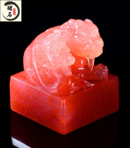 Taiwan reflux Fujian Shoushan stone crystal white peach blossom Shanbo frozen seal Lucky Pixiu master works custom