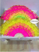 Customized direct sale double-sided gold-edged Crystal gauze fan ancestral Christian fan dance square Yangko dance