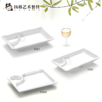 White plate melamine tableware long inner pattern plate plastic plate barbecue plate dinner plate dry fruit plate square plate plate cooking plate