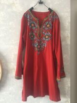 Thai embroidered cotton vegetarian tea dress