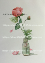 Buyer Custom Hand Painted Watercolor Illustration Original Little Fresh Watercolor Red Rose Flower