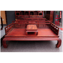 Redwood furniture Laos red sour branch furniture Chinese antique hollow red sour branch solid wood Luohan bed 2 sets